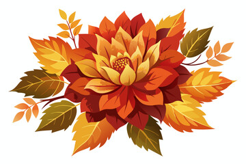 Sticker - Autumn flowers, watercolor clipart illustration with isolated background.
