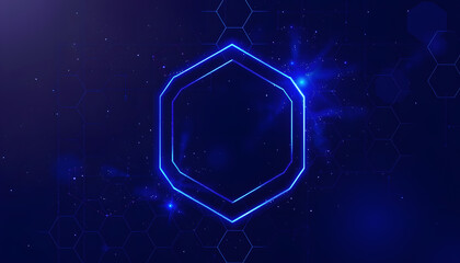 Wall Mural - Dark hexagon abstract technology background with blue and purple colored bright flashes under hexagon. Hexagonal gaming vector abstract tech background isolated with white highlights, png