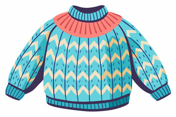 Knitted sweater, watercolor clipart illustration with isolated background.
