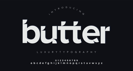 Wall Mural - Butter white font for game, technology, digital, logo, sport logo design template