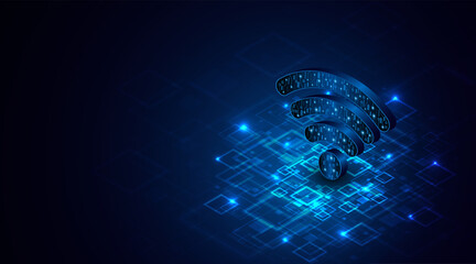 Aufkleber - Abstract wifi symbol. Concept of communication technology, internet signal or wireless connection.	