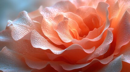 Poster - Close Up of a Dew-Covered Peach Rose