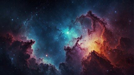 Wall Mural - Colorful Nebula and Galaxy in Space. Astronomy Background of the Night Sky.