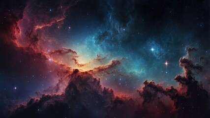 Wall Mural - Colorful Nebula and Galaxy in Space. Astronomy Background of the Night Sky.