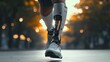 © YONG - A man with an amputated leg using a robotic bionic prosthetic limb.