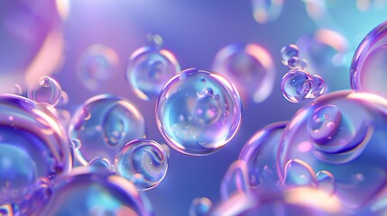 Poster - abstract spheres floating in a purple blue : Generative AI