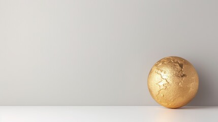 Canvas Print - A minimalist composition featuring a gold globe on a white background, symbolizing global leadership and excellence. The image provides ample copy space for adding text or graphics, perfect for