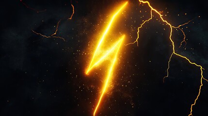 Wall Mural - yellow lightning bolt on black background. light effect