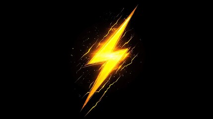 Wall Mural - yellow lightning bolt on black background. light effect