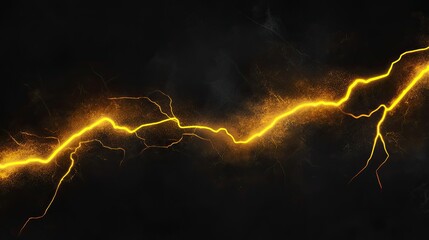 Wall Mural - Yellow lightning bolt on black background. Light effect