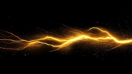 Wall Mural - yellow lightning bolt on black background. light effect