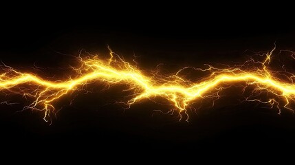 Wall Mural - yellow lightning bolt on black background. light effect