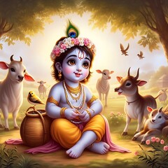 Sticker - Cute Young lord Krishna