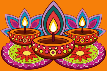 Wall Mural - vibrant Diwali themed illustration 