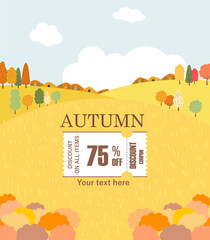 Autumn shopping event illustration. Sale coupon  Banner. Vector.	