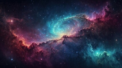 Wall Mural - Abstract colorful space galaxy cloud nebula. Night sky background with nebula and stars