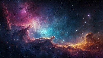 Wall Mural - Abstract colorful space galaxy cloud nebula. Night sky background with nebula and stars