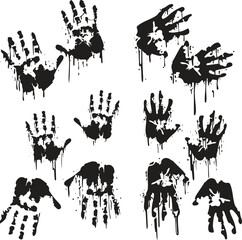 Bloody Handprint Vector Clipart set