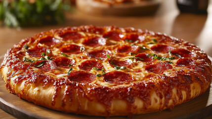 Hot juicy delicious cheese pizza with pepperoni. AI generation