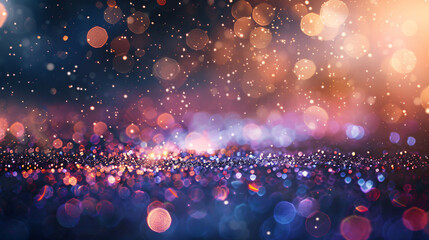 Poster - Abstract blurred background with glittering multicolored bokeh lights creating a festive mood