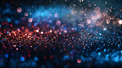 Poster - Stunning abstract background adorned with vibrant glitter sparkles creates a magical and festive ambiance on a dark surface