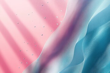 Aufkleber - Delicate pastel fabric flows gracefully in gentle waves, complemented by scattered sparkling elements on a pink backdrop, embodying an enchanting ambiance