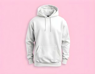 Sticker - A blank hoodie mockup on a smooth pastel pink background, with soft shadows creating depth beneath the hoodie create with ai