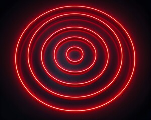 Poster - vibrant neon red concentric circles abstract background for display and design