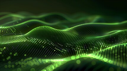 Poster - neon green waves provide a futuristic and energetic product showcase on a black background