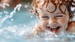©  Shomixer - A close-up view of a child swimming with water splashing around them. The image encapsulates the joy and energy of swimming, highlighting the playful spirit of youth.