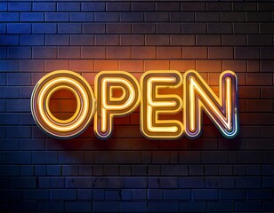 Wall Mural - vector realistic isolated neon sign open lettering decoration covering wall background