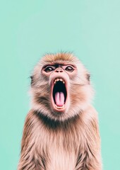 A Close-Up Portrait of a Monkey with its Mouth Open Wide