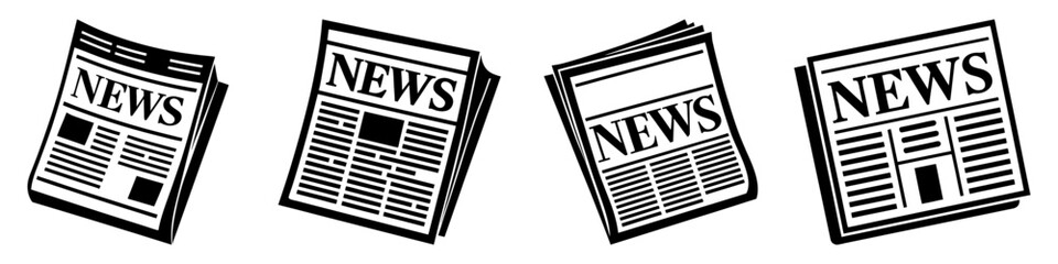 Wall Mural - newspaper icons set. black news paper sign isolated on white background. concept of news, media, and