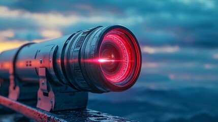 Canvas Print - Futuristic Lens with Red Glow.