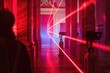 © Ari - Red laser beams in a modern museum hall