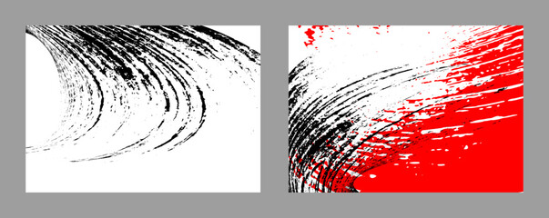 Strokes of black and red paint on a white background. Set of two templates. Graffiti element. Design template for the design of banners, posters, booklets, covers, magazines. EPS 10