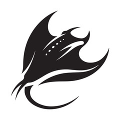 giant manta ray silhouette vector illustration – high-quality ocean graphics