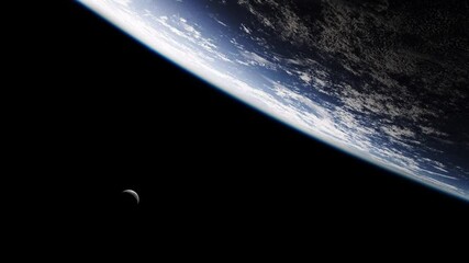 Wall Mural - view of the blue surface of the earth and the moon background, black screen