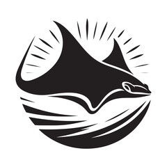 giant manta ray silhouette vector illustration – high-quality ocean graphics