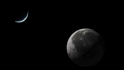 Wall Mural - planet earth with moon in the foreground, black screen