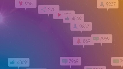 Sticker - Social media notifications animation over gradient background