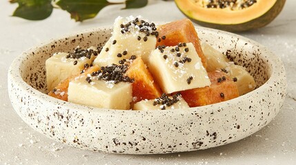 Wall Mural -   A close-up of a papaya and other fruits on a table