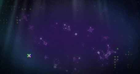 Sticker - Purple geometric shapes and particles floating in space animation