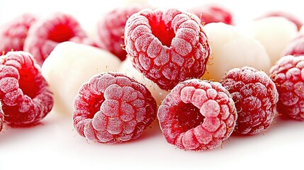 Wall Mural -   Raspberries & Bananas on White Table