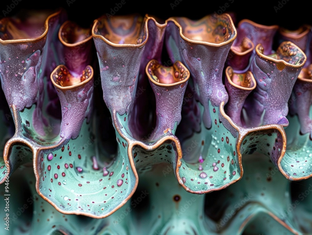 Sculptural Ruffle Pattern Detailed view of a ceramic sculpture, displaying intricate ruffles and ...