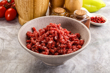 Raw beef minced meat for cooking