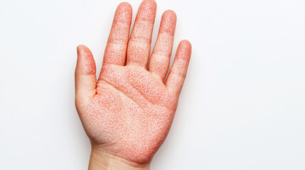 Patchy skin rash on light skin tone with redness and subtle swelling isolated on white background highlighting allergic reaction or irritation 