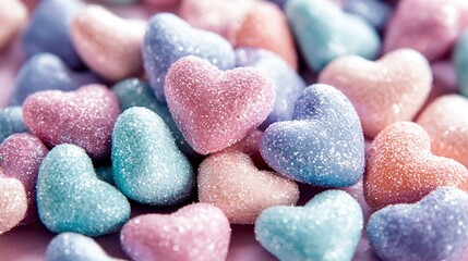 Wall Mural -   Heart-shaped candies on a table