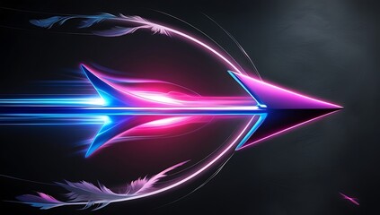 Wall Mural - Abstract arrow speed motion with blue and pink glow background. Generative Ai.