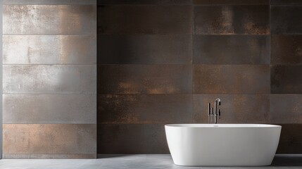 Wall Mural - Metallic wall tiles with abstract, industrial patterns, adding a modern, edgy vibe to a room